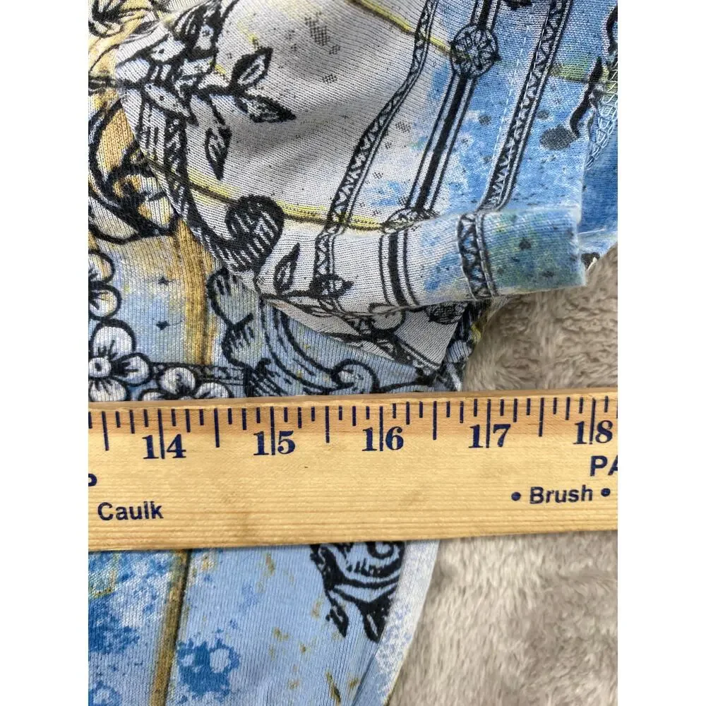 Y2K Regal Crown Graphic Baby Tee Blue Grunge Fairycore Top Women’s Large